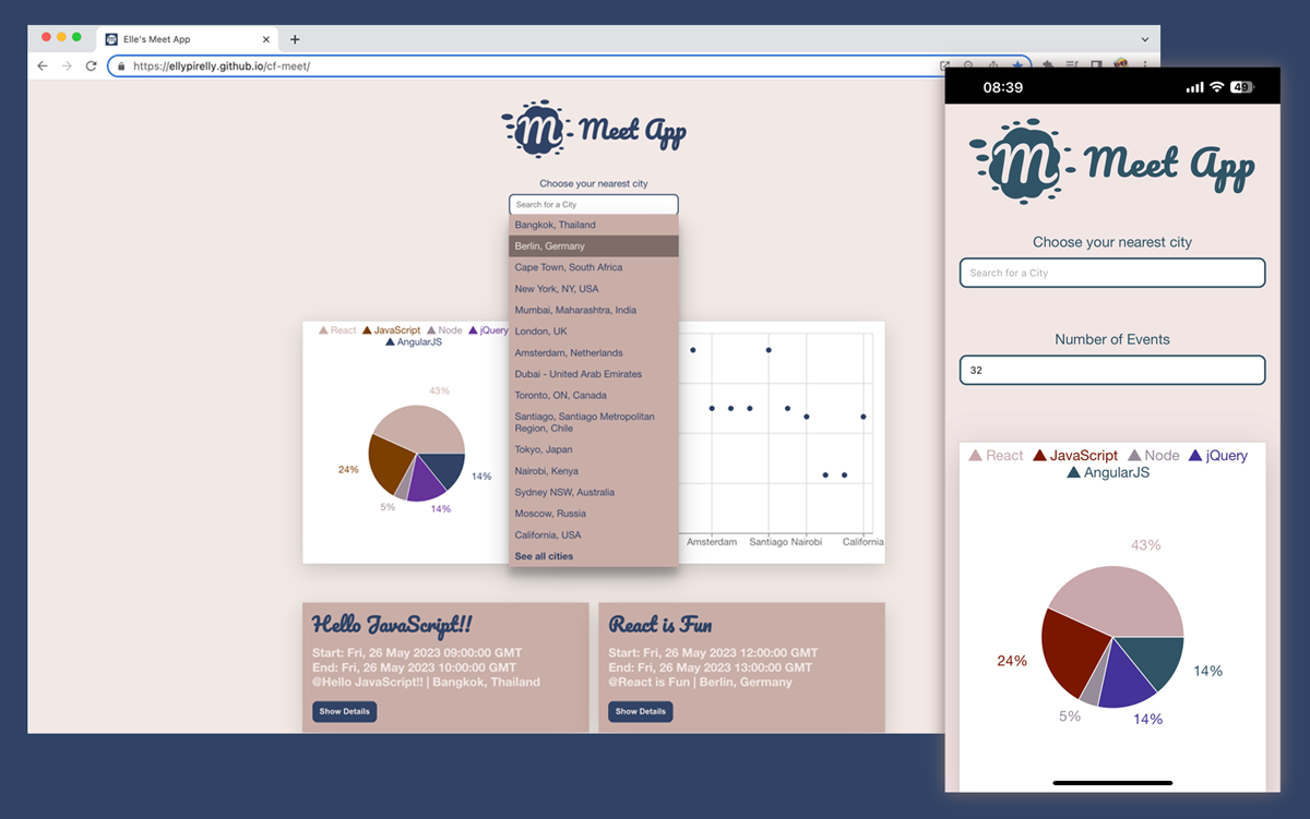 browser window screenshot of the Meet App PWA