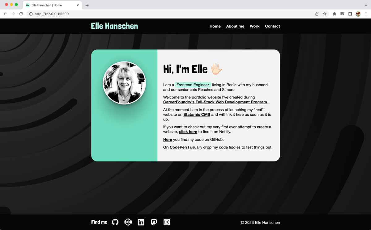 browser window screenshot of the Portfolio Website